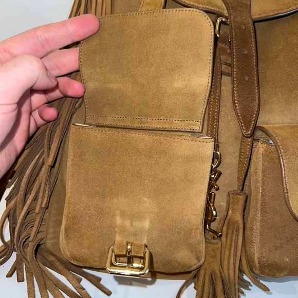 Saint Laurent Hedi Slimane Western/Cowboy Fringe Festival Backpack in Tan Suede - Picture 12 of 16